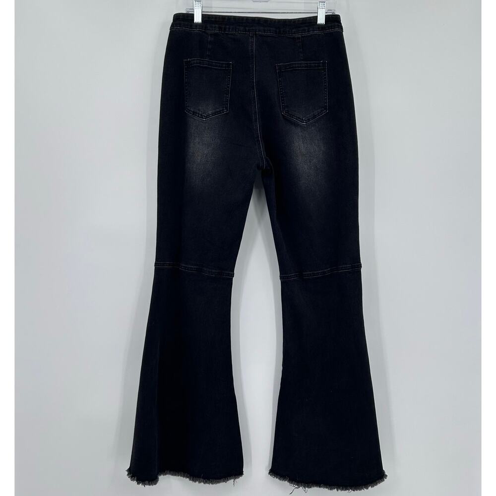 Anna-Kaci Flare Leg Bell Bottom Jeans Black High Rise Waist Womens Size XXL - Picture 8 of 10